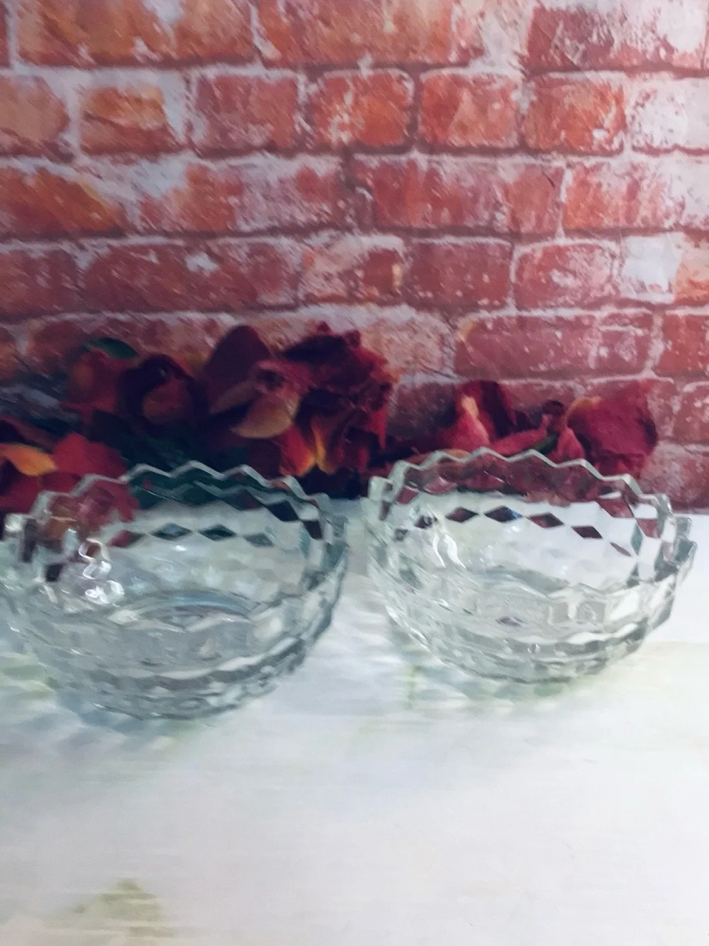 Vintage Set if Two Early American Pressed  Glass Serving Bowls